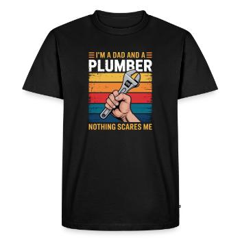 Father plumber: Don't be afraid - Men's Premium Organic T-Shirt - black - Front - Nico (187cm)