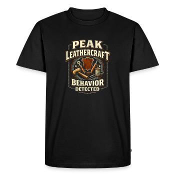 Mode Maximum Fabrication du Cuir | Humour cuir - T-shirt Premium bio Homme - noir - Devant - Nico (187cm)