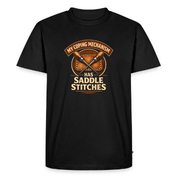 My Valve: Saddle Stitch | Sewing Leather - Men's Premium Organic T-Shirt - black - Front - Nico (187cm)