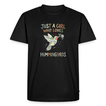 Juste une fille qui adore les colibris - T-shirt Premium bio Homme - noir - Devant - Nico (187cm)
