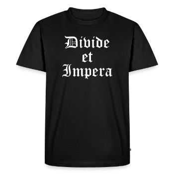 Divide et Impera Gothic Print - Men's Premium Organic T-Shirt - black - Front - Nico (187cm)