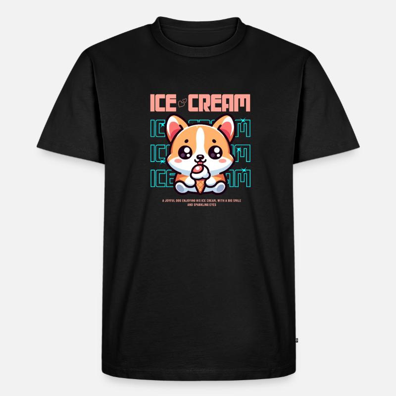 Niedlicher Eiscreme Welpe - Männer Premium Bio T-Shirt - Schwarz