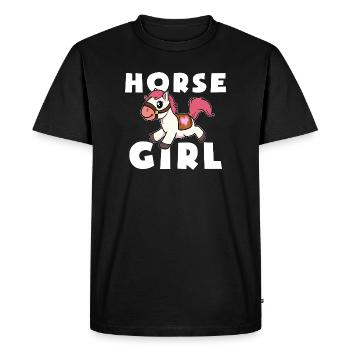 Fille Cheval Poney Mignonne - T-shirt Premium bio Homme - noir - Devant - Nico (187cm)