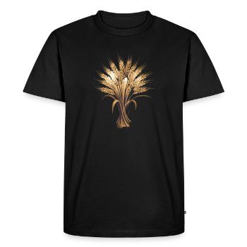 Wheat Ears of Wheat Bunch Thanksgiving Autumn Motif for - Men's Premium Organic T-Shirt - black - Front - Nico (187cm)