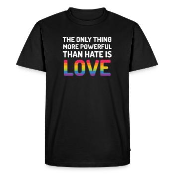 Mois de la fierté LGBTQ - La seule chose plus puissante - T-shirt Premium bio Homme - noir - Devant - Nico (187cm)