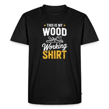 This Woodworking Shirt - Men's Premium Organic T-Shirt - black - Front - Nico (187cm)