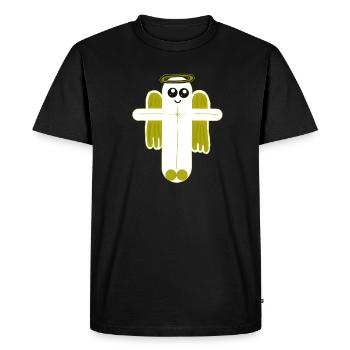 Cross Crucifix Angel Protector - Men's Premium Organic T-Shirt - black - Front - Nico (187cm)