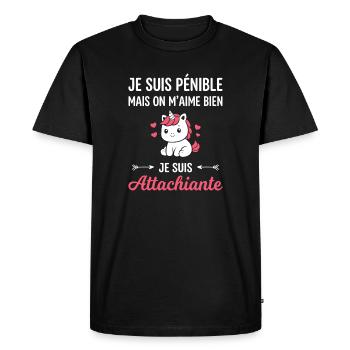 Pénible mais attachiante Licorne - T-shirt Premium bio Homme - noir - Devant - Nico (187cm)