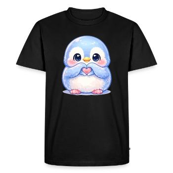 Tendre Ami au Cœur de Pingouin - T-shirt Premium bio Homme - noir - Devant - Nico (187cm)