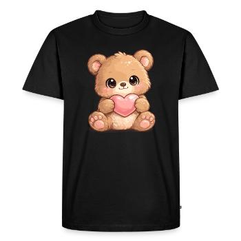 Cœur d’ours câlin amour - T-shirt Premium bio Homme - noir - Devant - Nico (187cm)