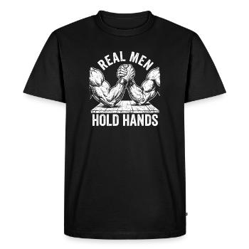 Brad de fer – De vrais hommes se tenant la main - T-shirt Premium bio Homme - noir - Devant - Nico (187cm)