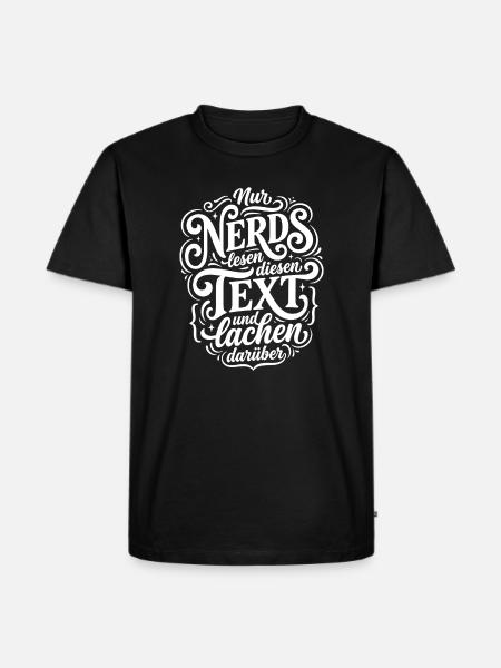 Nerd liest Text Humor Spruch - Männer Premium Bio T-Shirt - Schwarz