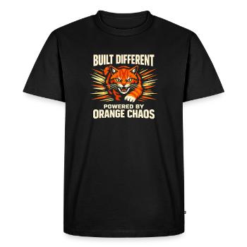 Chat Orange Chaos Drôle de Mème Chat Orange Tigré - T-shirt Premium bio Homme - noir - Devant - Nico (187cm)