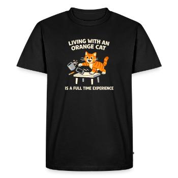 Chat Orange Chaos Drôle de Mème Chat Orange Tigré - T-shirt Premium bio Homme - noir - Devant - Nico (187cm)