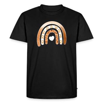 Arc du Cœur Arc-en-ciel Léopard - T-shirt Premium bio Homme - noir - Devant - Nico (187cm)