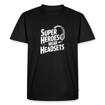 Les super-héros portent des casques - T-shirt Premium bio Homme - noir - Devant - Nico (187cm)
