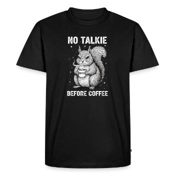 No conversation in front of coffee lover squirrel - Men's Premium Organic T-Shirt - black - Front - Nico (187cm)