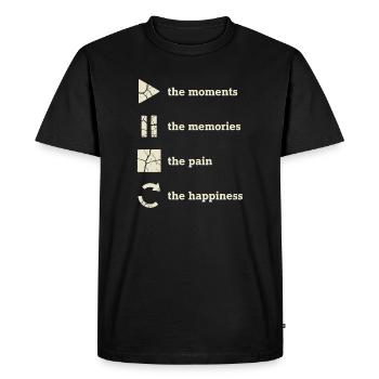 Mindfulness, Moments, Memories, Happiness - Men's Premium Organic T-Shirt - black - Front - Nico (187cm)