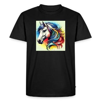 horse - Men's Premium Organic T-Shirt - black - Front - Nico (187cm)