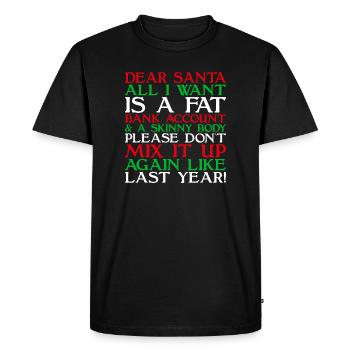Cher Père Noël - T-shirt Premium bio Homme - noir - Devant - Nico (187cm)