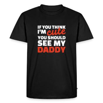 Daddy Cute Bold Typography Tee - Men's Premium Organic T-Shirt - black - Front - Nico (187cm)