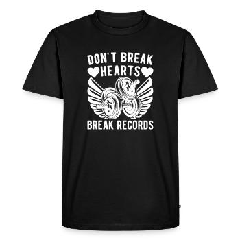 Powerlifting Bodybuilder Break Record Don't Heart - Men's Premium Organic T-Shirt - black - Front - Nico (187cm)