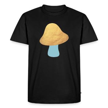 Champignon Or Forêt Symbole Lucky Champignon Porte-Chance Nature Biologique - T-shirt Premium bio Homme - noir - Devant - Nico (187cm)