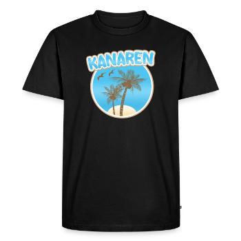 Canary Islands Palm Beach Logo - Men's Premium Organic T-Shirt - black - Front - Nico (187cm)