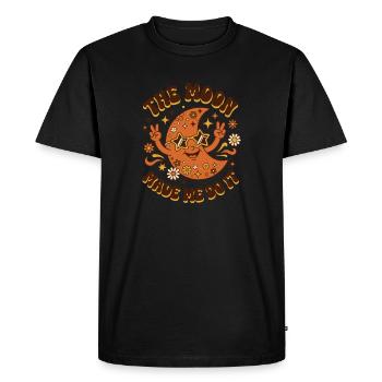 Groovy Retro Moon Made Me Do It Hippie 70s Peace - Men's Premium Organic T-Shirt - black - Front - Nico (187cm)
