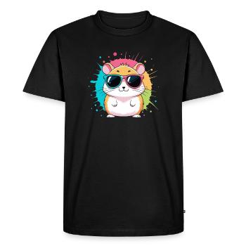 Hamster Soleil Coloré En Lunettes Flashy - T-shirt Premium bio Homme - noir - Devant - Nico (187cm)