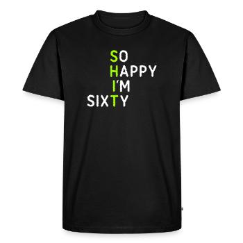 So Happy I'm Sixty - Men's Premium Organic T-Shirt - black - Front - Nico (187cm)