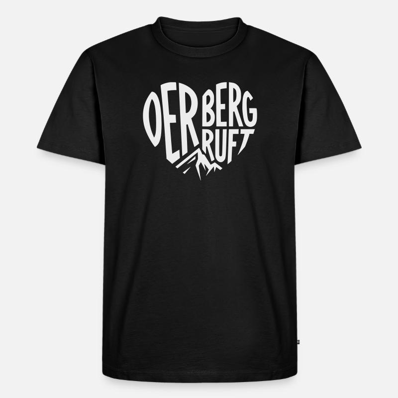 Der Berg ruft Herz - Männer Premium Bio T-Shirt - Schwarz