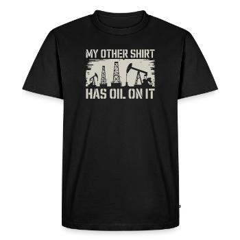 Humour Ölarbeiter Spruch Mon autre chemise est huilée - T-shirt Premium bio Homme - noir - Devant - Nico (187cm)