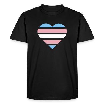 Drapeau de la fierté Cœur · Transgenre - T-shirt Premium bio Homme - noir - Devant - Nico (187cm)
