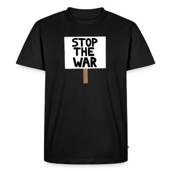 Panneau de protestation contre la guerre - T-shirt Premium bio Homme - noir - Devant - Nico (187cm)