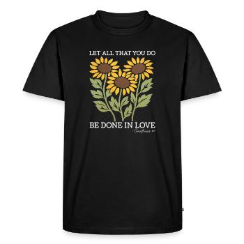 Christian Sunflower Positivity God Religion - Men's Premium Organic T-Shirt - black - Front - Nico (187cm)