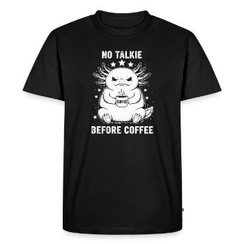 Pas de conversation devant un axolotl amateur de café - T-shirt Premium bio Homme - noir - Devant - Nico (187cm)