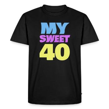 Logo de l’explosion de couleurs des années 40 - T-shirt Premium bio Homme - noir - Devant - Nico (187cm)