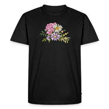 Bouquet de fleurs - T-shirt Premium bio Homme - noir - Devant - Nico (187cm)