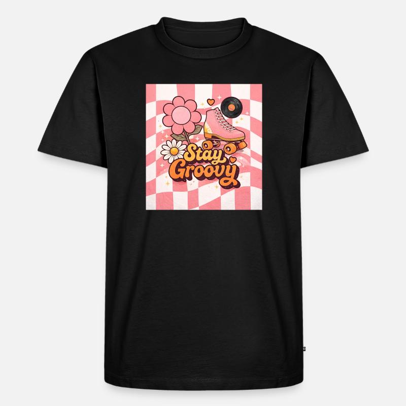 Rosa Retro-Rollschuhe - Männer Premium Bio T-Shirt - Schwarz