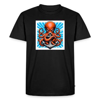 Un Poulpe embrasse une Ancre - T-shirt Premium bio Homme - noir - Devant - Nico (187cm)