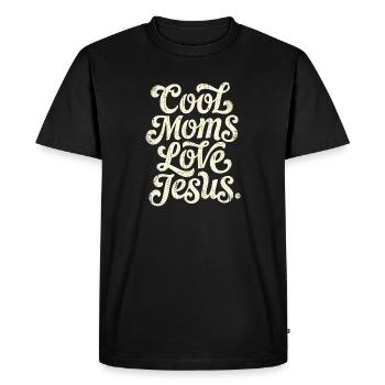 Script vintage : Les mamans cool aiment Jésus - T-shirt Premium bio Homme - noir - Devant - Nico (187cm)