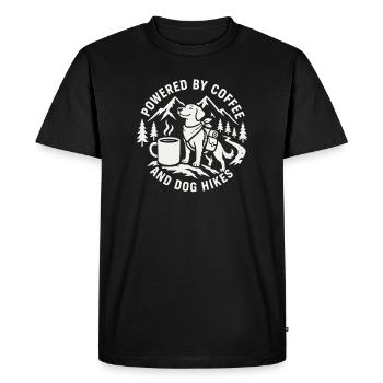 Powered By Coffee And Dog Hikes Design - Men's Premium Organic T-Shirt - black - Front - Nico (187cm)