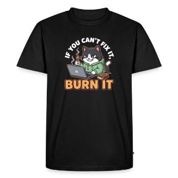 Burn It – Funny Saying for Programmers - Men's Premium Organic T-Shirt - black - Front - Nico (187cm)