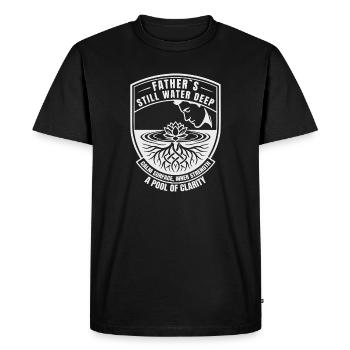 Père Eau Calme Profond Repos de Lotus - T-shirt Premium bio Homme - noir - Devant - Nico (187cm)