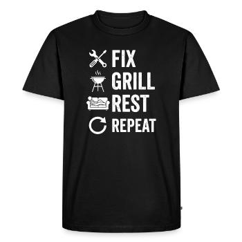Fixer le grill repose Répéter la chemise Grilling artisan - T-shirt Premium bio Homme - noir - Devant - Nico (187cm)