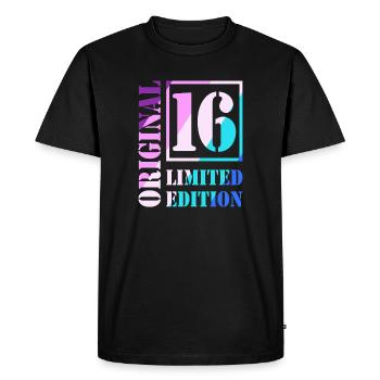 16e anniversaire Garçon Fille Adolescent Original 16 - T-shirt Premium bio Homme - noir - Devant - Nico (187cm)
