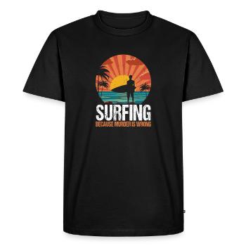Surfing Retro Surfer Sunset  - Men's Premium Organic T-Shirt - black - Front - Nico (187cm)