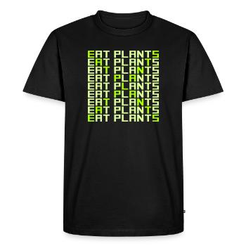 Eat Plants Funny Vegan Vegetarian Statement Logo - Men's Premium Organic T-Shirt - black - Front - Nico (187cm)