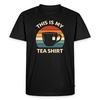 Funny Tea Shirt Teashirt Pun Tea Lover Gift - Men's Premium Organic T-Shirt - black - Front - Nico (187cm)